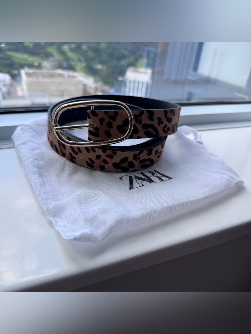BRAND NEW Zara Leopard Print Leather Belt